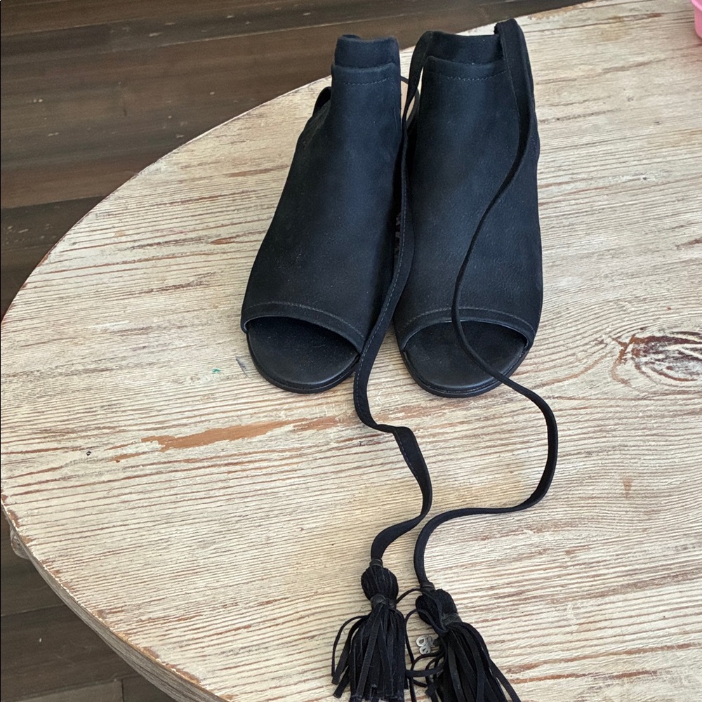 Sam Edelman Black Open-Toe Ankle Booties